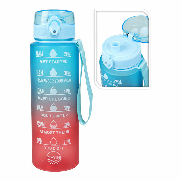 Sticlă de apă EDM Sportiv Albastru Roșu 1 L Decolorat 8 x 8 x 26 cm