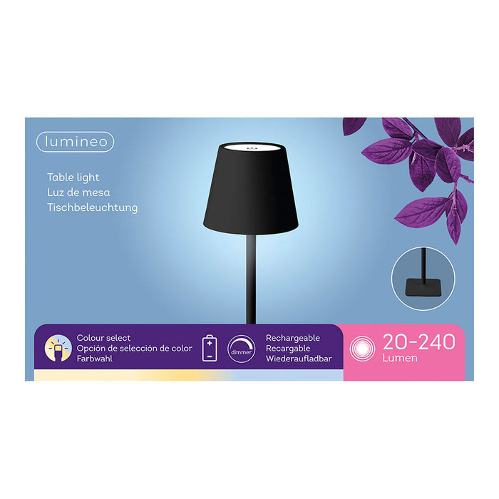 Lampă LED de Masă Lumineo 894376 Negru Metal 17 cm Reîncărcabil/ă