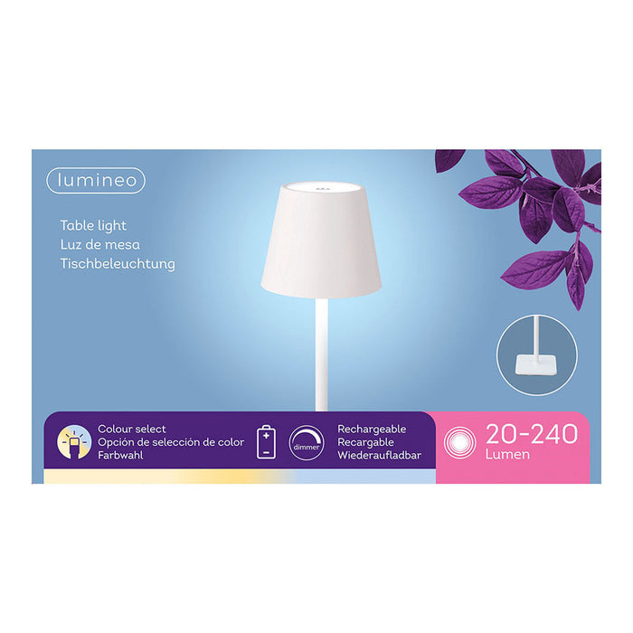 Lampă LED de Masă Lumineo 894378 Alb Metal 37 cm Reîncărcabil/ă