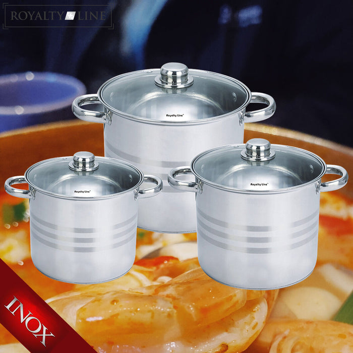 Oală cu Capac de Sticlă Royalty Line SP4 Oțel 6 Piese