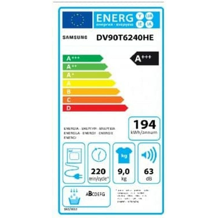 Uscător de condens Samsung DV90T6240HE/S3 9 kg Alb