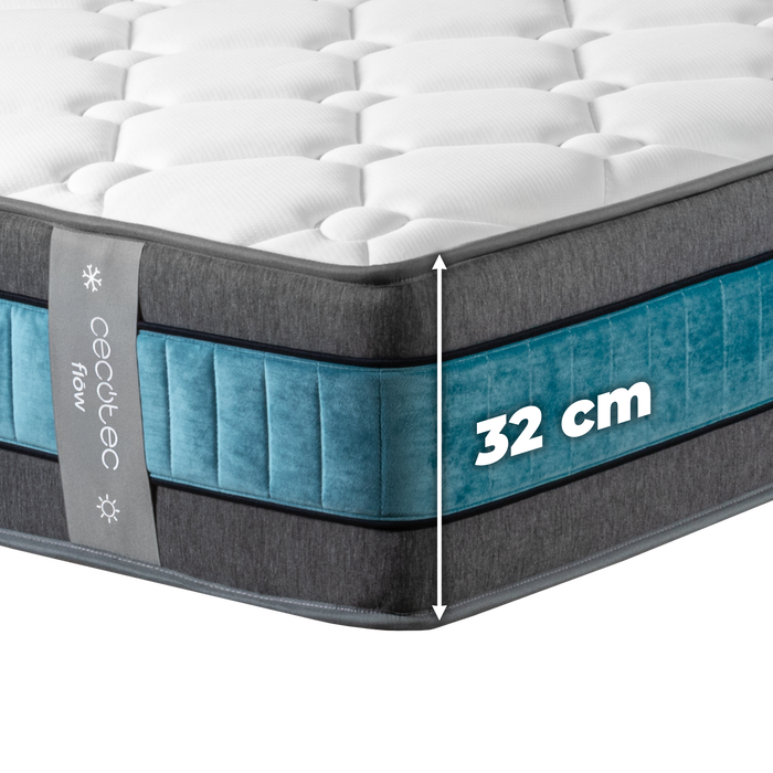 Saltea Cecotec Flow 8990 Hybrid 160X200, 160 × 200 cm, înălțime 32 cm, arcuri împachetate individual