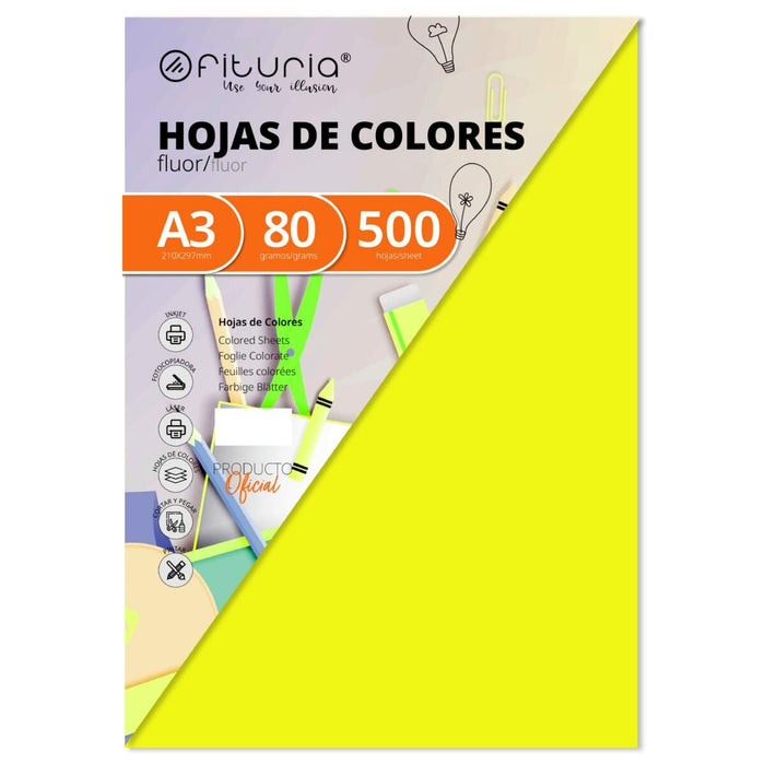 Hârtie pentru printat Fabrisa Galben A3 500 Frunze