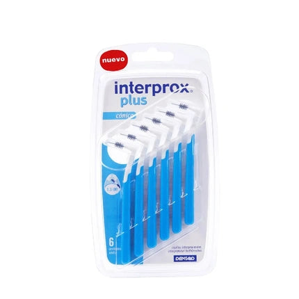 Perii Interprox Plus Conical 6, model conic, culoare albastru