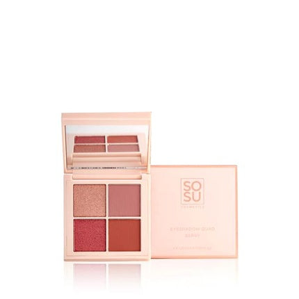 Paletă Ușoară, Sosu Cosmetics, Berry Eyeshadow Quad, Rose Gold, Bej, Roșu Cărămidă