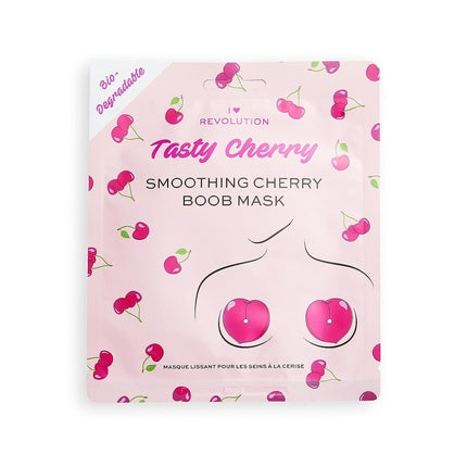 Mască facială pentru bust, I Heart Revolution, Tasty Cherry Boob Sheet Mask, roz, design cireșe