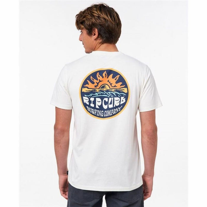 Tricou cu Mânecă Scurtă Bărbați Rip Curl Down The Line Alb Bărbați