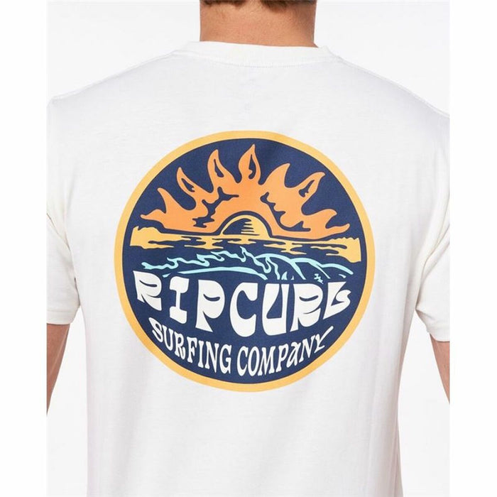 Tricou cu Mânecă Scurtă Bărbați Rip Curl Down The Line Alb Bărbați