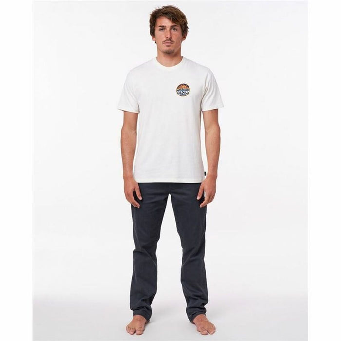 Tricou cu Mânecă Scurtă Bărbați Rip Curl Down The Line Alb Bărbați
