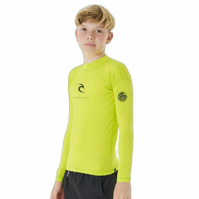 Tricou cu Mânecă Scurtă pentru Copii Rip Curl Corps L/S Rash Vest  Galben Surf Lycra