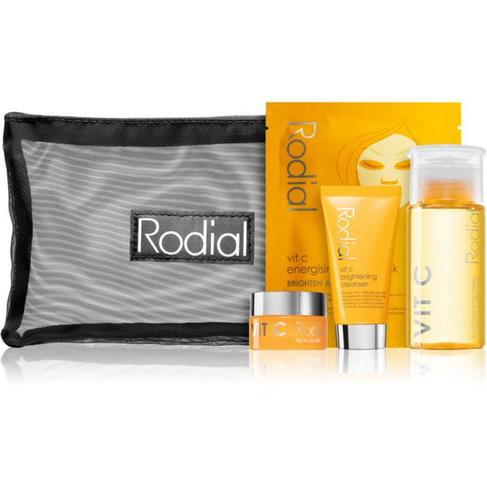 Set de îngrijire a feței Rodial Vit C, gel de curățare 20 ml + Soufflé 15 ml + tonic spray 100 ml + mască tip șervețel 20 g