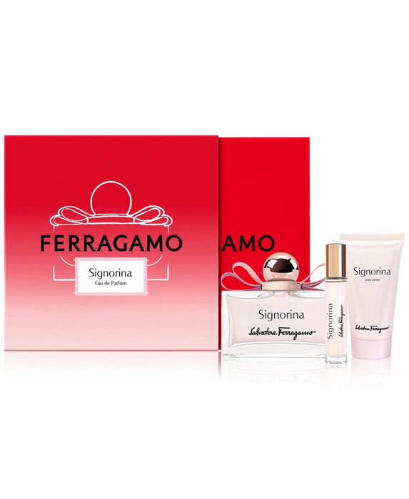 Set Salvatore Ferragamo Signorina, pentru femei: apă de parfum 100 ml + apă de parfum 10 ml + lapte de corp hidratant 50 ml