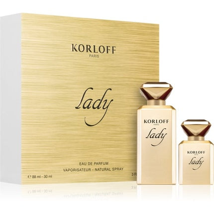 Set Cadou Parfum Lady Korloff, 2 bucăți, Eau de Parfum, Auriu