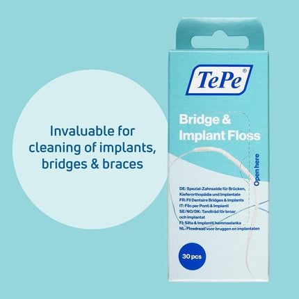 Ata Dentara Tepe Bridge & Implant Floss, 30 buc, albastru