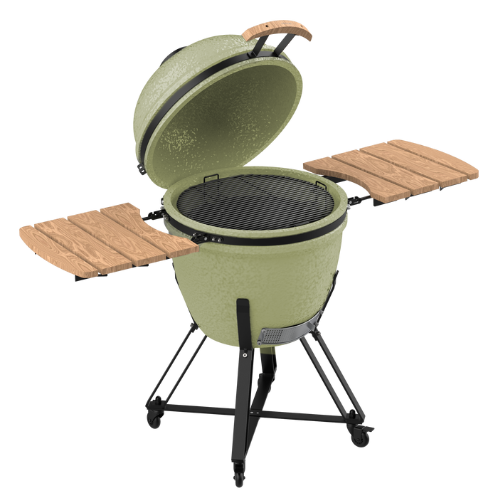 Grătar ceramic Cecotec DragonFire 6000, 81,4 × 135 × 122 cm, rezistent la 1000 °C, verde