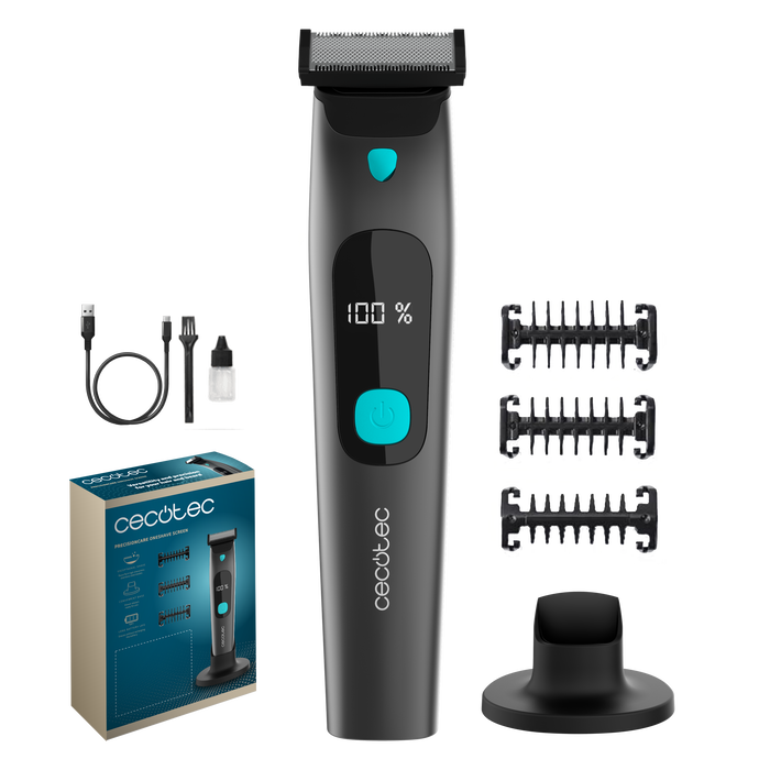 Aparat de ras și tuns Cecotec PrecisionCare OneShave Screen, autonomie 1,5 ore, 3 piepteni, IPX7