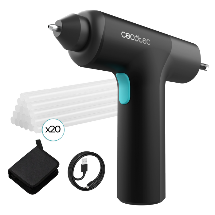Pistol de lipit la cald fără fir Cecotec Perfect Fix 360 FreeStyle, 3,6 V, baterie 2600 mAh, încălzire în 15 s