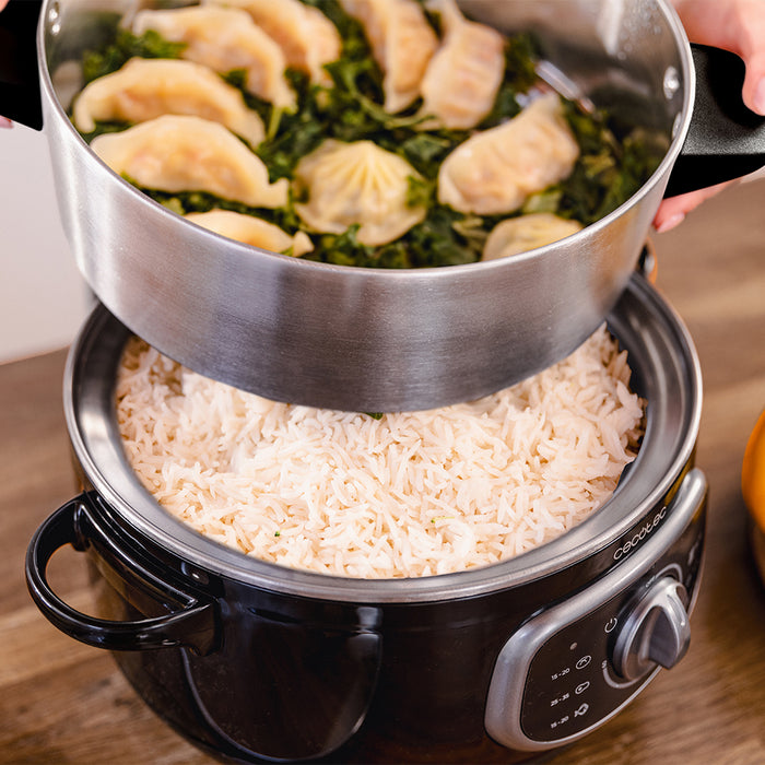 Aparat de gătit cu abur Cecotec Vapovita SteelPot, 10 l, 1300 W, 3 recipiente din oțel inoxidabil