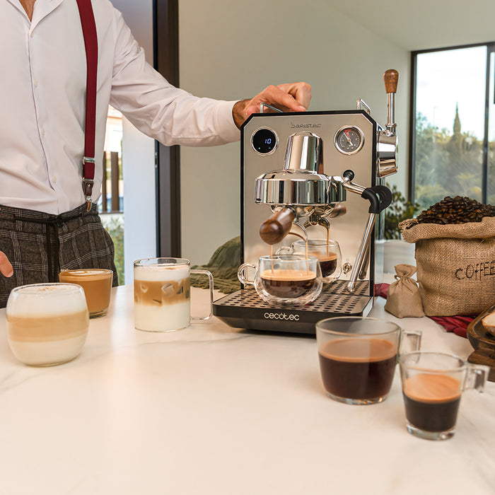 Espressor manual Cecotec Baristeo Intima, 1850 W, rezervor 1,7 l, pompă de 15 bar