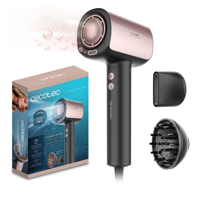 Uscător de păr Cecotec DryGlam Nano Plasma, 1600 W, 3 viteze, 3 trepte de temperatură