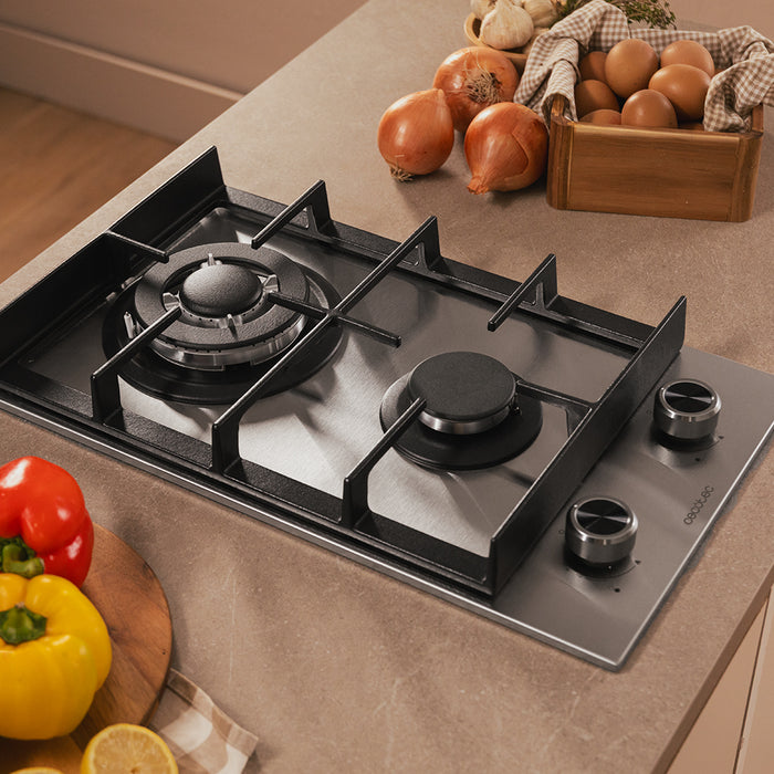 Plită pe gaz Cecotec Bolero Squad G 2400F Inox, 2 arzătoare, 5,2 kW, inox