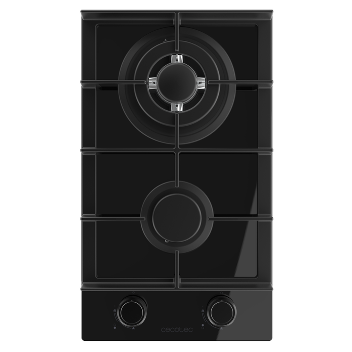 Plită pe gaz Cecotec Bolero Squad G 2400F Glass Black, 2 arzătoare, 5,2 kW, sticlă neagră