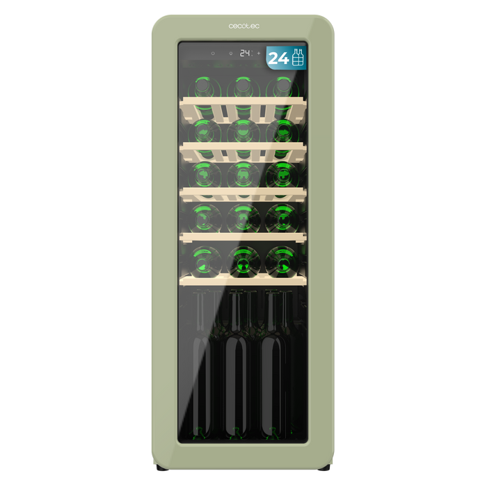 Vinotecă Cecotec Bolero GrandSommelier Origin 24 Hit Green, 24 de sticle, clasa G, verde