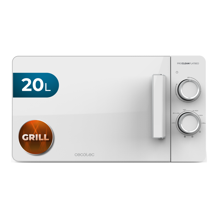 Cuptor cu microunde flatbed Cecotec Proclean 3120 Flatbed, 20 l, 700 W, grill 800 W, alb