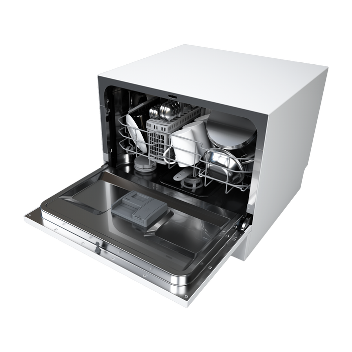 Mașină de spălat vase compactă Cecotec Bolero Aguazero 2300, 6 seturi, 8 programe, clasa D, albă