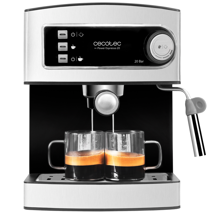 Espressor Cecotec Power Espresso 20, 20 bar, 850 W, rezervor de 1,5 l, inox