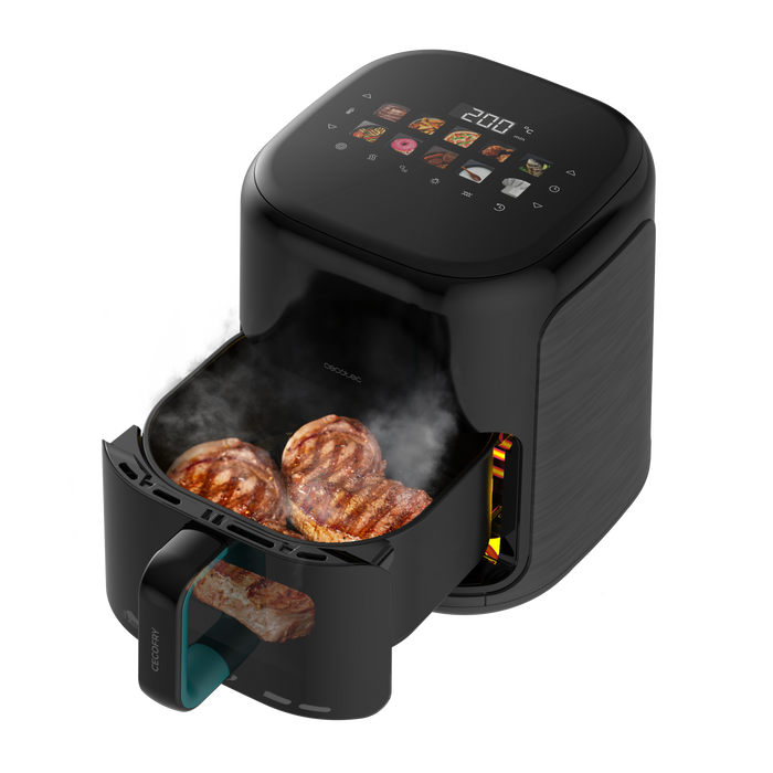 Friteuză cu aer cald și grill Cecotec Cecofry&Grill Smokin'Prime 4000, 4 l, 1900 W, 10 meniuri, neagră