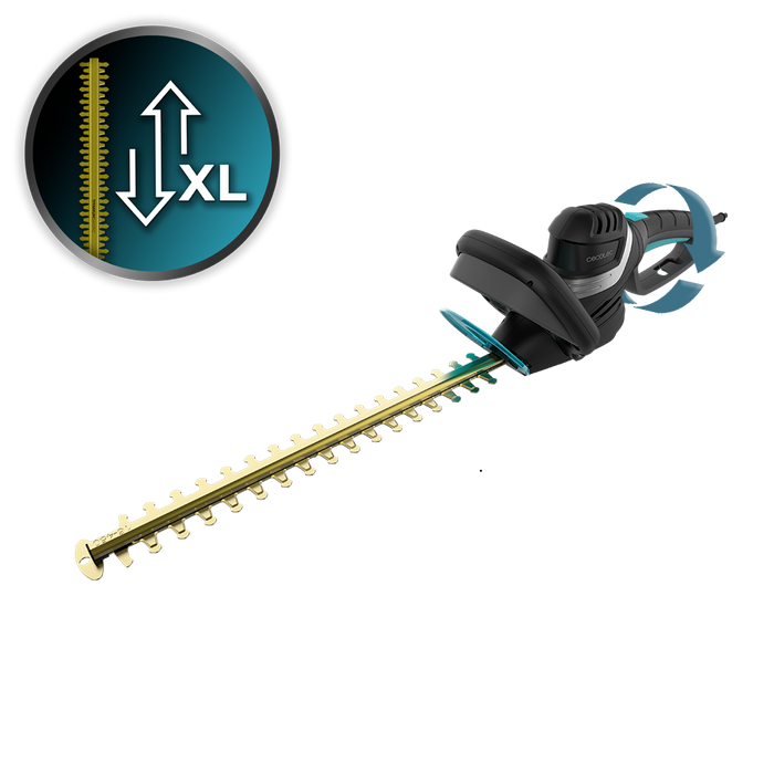 Trimmer pentru gard viu Cecotec TitaniumSword 610 XL, lungime de tăiere 61 cm, tăiere ramuri de până la 20 mm, 2,97 kg