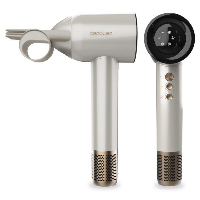 Uscător de păr Cecotec DryGlam Waves Champagne, 1600 W, 110.000 rpm, 4 accesorii