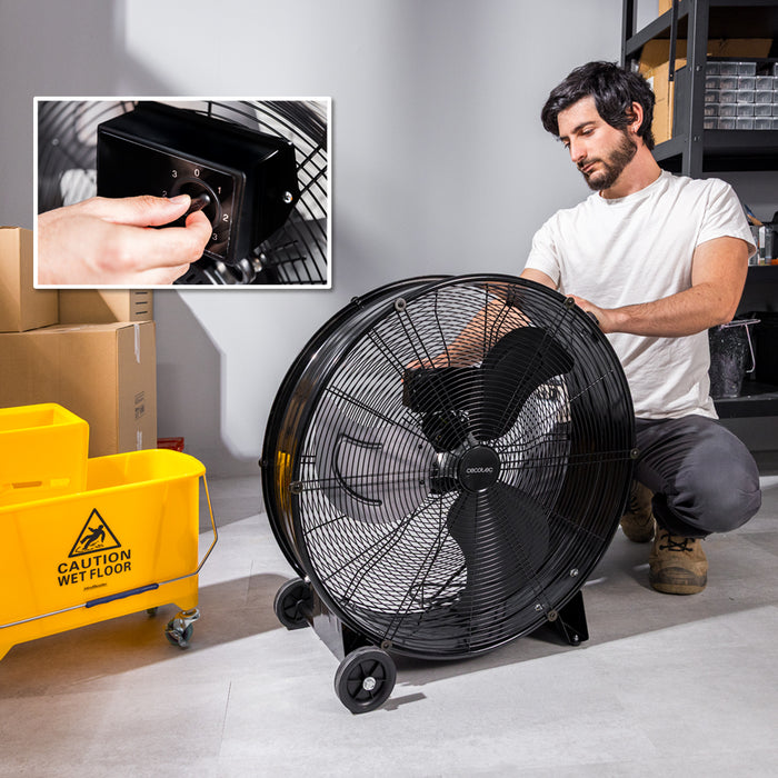 Ventilator industrial de podea Cecotec ProIndustry 2400, 180 W, diametru 60 cm, 3 trepte, negru