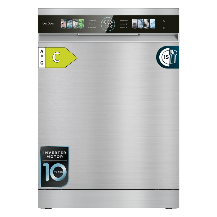 Mașină de spălat vase Cecotec Bolero Aguazero 6620 Inox, 15 seturi, 8 programe, clasa C, inox