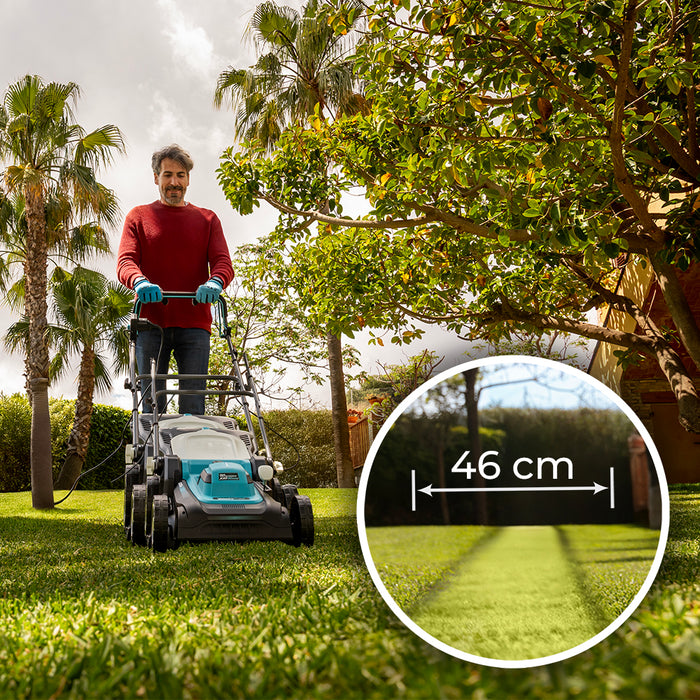 Mașină de tuns iarba cu cablu Cecotec Terrenator 460 Flex Z Auto, 2000 W, lățime de tăiere 46 cm, sac de 60 l