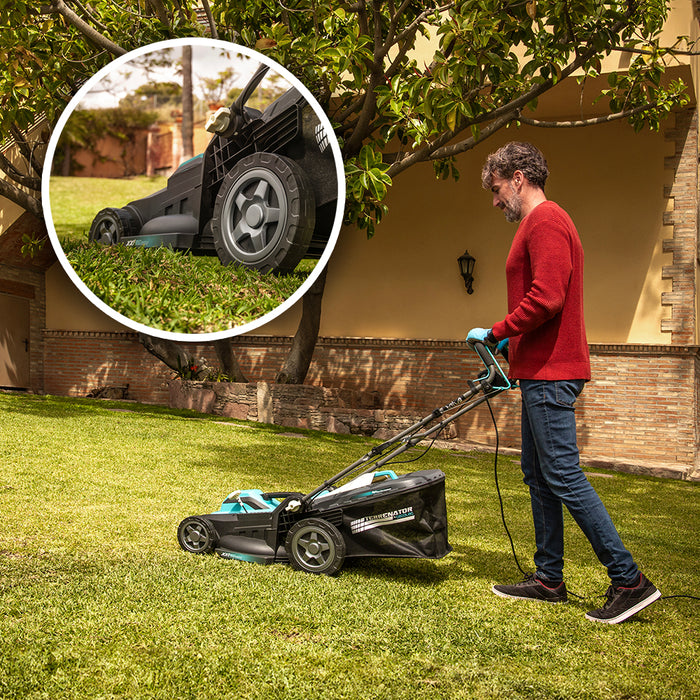 Mașină de tuns iarba cu cablu Cecotec Terrenator 460 Flex Z Auto, 2000 W, lățime de tăiere 46 cm, sac de 60 l