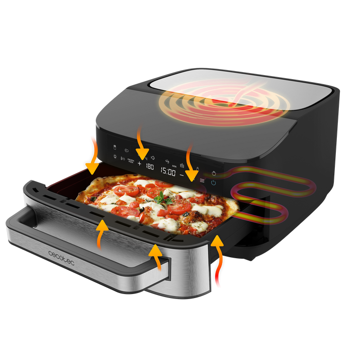 Cuptor electric pentru pizza Cecotec Pizza&Fry 7000, 7 l, 10 programe, 41 × 47,2 × 24,4 cm