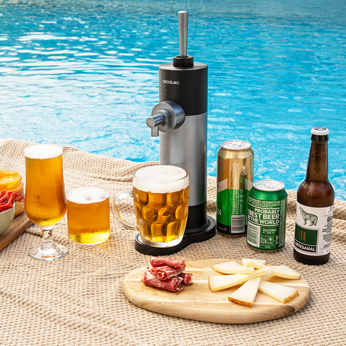 Dozator de bere portabil Cecotec BeerFlow 500, 2 moduri de spumare, pentru doze de până la 500 ml, 12 × 18,5 × 49,4 cm