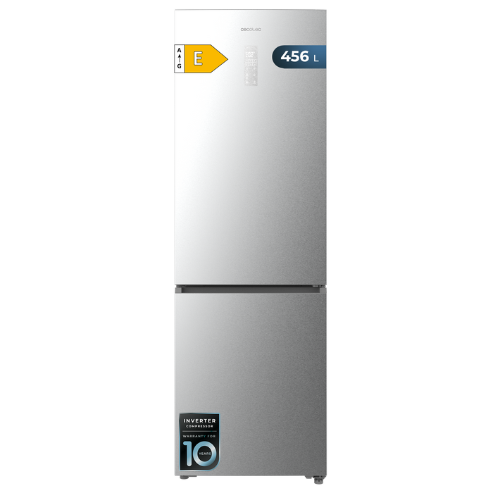 Frigider combină Cecotec Bolero CoolMarket Combi 456 Inox E, 456 l, clasa E, 59,5 × 68 × 201 cm, inox