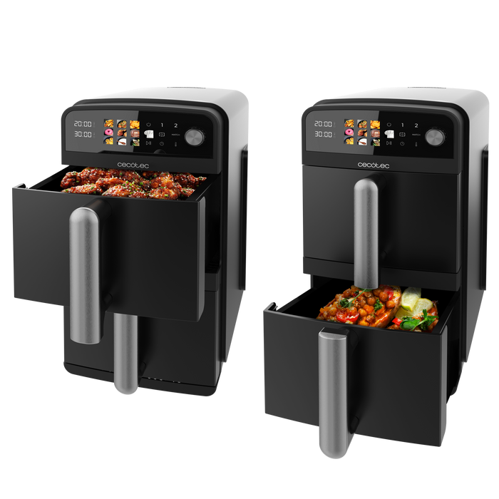 Friteuză cu aer cald Cecotec Cecofry DuoLevel 10000, 10 l, 2400 W, 10 meniuri, neagră