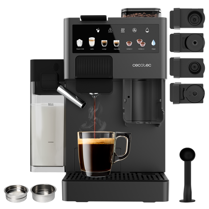 Espressor cu capsule Cecotec Freestyle Grind & Latte, 1400 W, rezervor 1,6 l, presiune 20 bar, negru