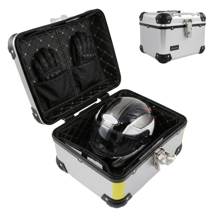 Top case moto Cecotec ADV Case, 30 l, 36,5 × 41,5 × 33,5 cm, argintiu