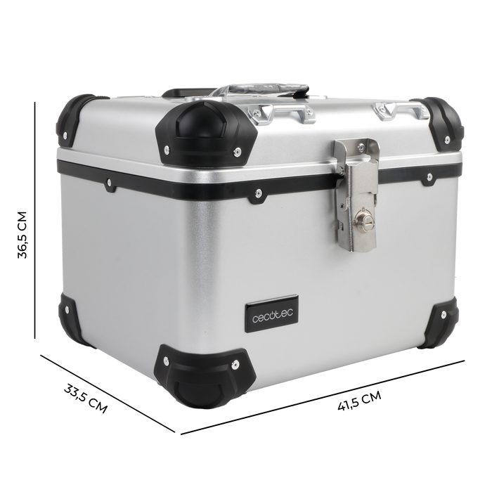 Top case moto Cecotec ADV Case, 30 l, 36,5 × 41,5 × 33,5 cm, argintiu