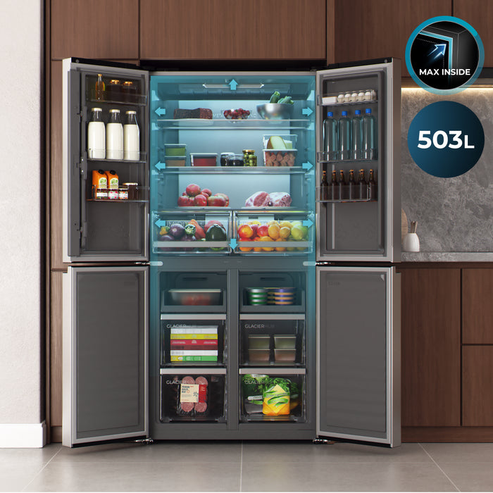 Frigider cu 4 uși Cecotec Bolero CoolMarket 4D 503 Inox D, 503 l, clasa D, 177,5 × 85 × 68 cm, inox