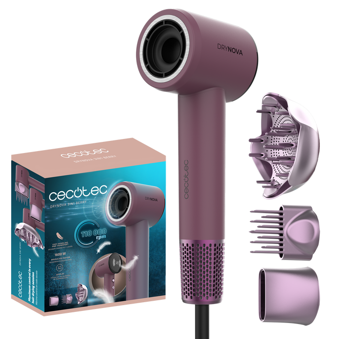 Uscător de păr Cecotec DryNova 3in1 Berry, 1600 W, 4 setări de temperatură, 2 viteze
