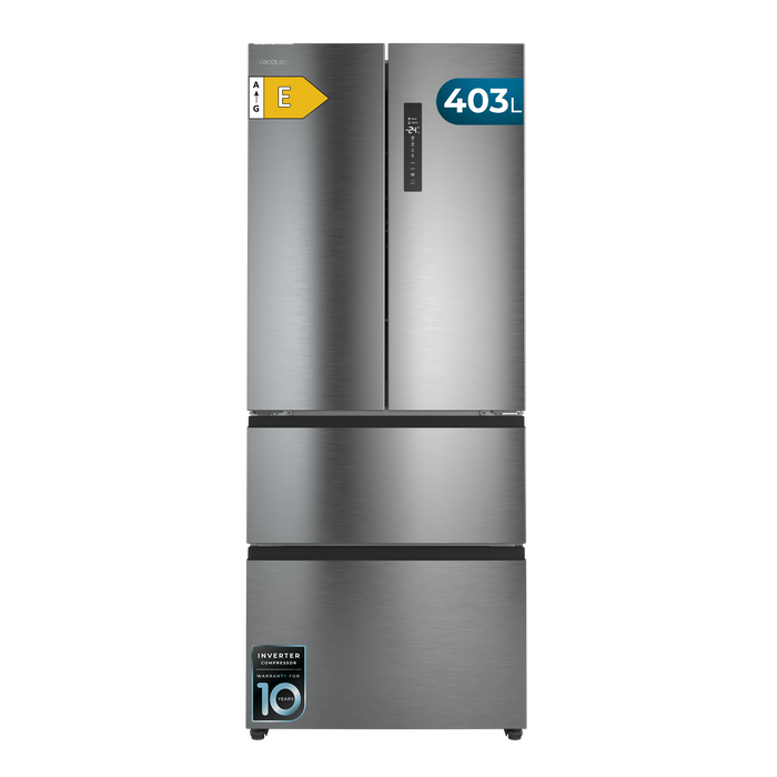 Frigider French Door Cecotec Bolero CoolMarket F2D 403 Inox E, 403 l, NoFrost, clasa E, inox