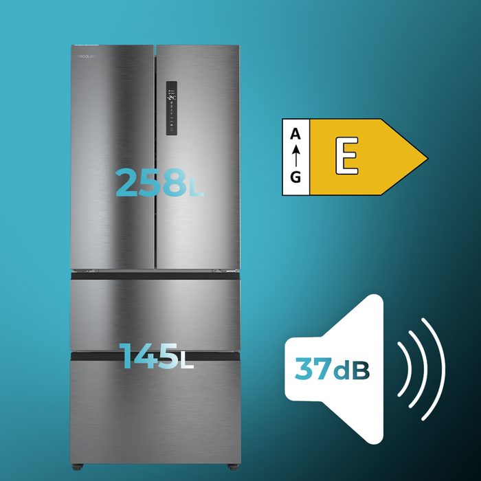 Frigider French Door Cecotec Bolero CoolMarket F2D 403 Inox E, 403 l, NoFrost, clasa E, inox