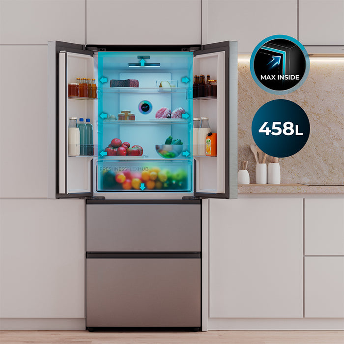 Frigider French Door Cecotec Bolero CoolMarket F2D 403 Inox E, 403 l, NoFrost, clasa E, inox