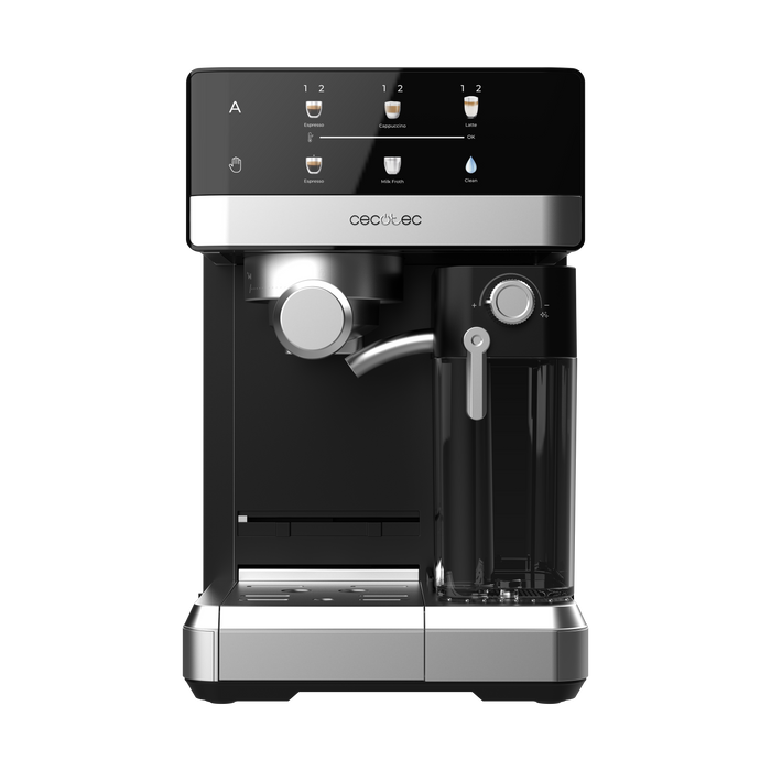 Espressor semi-automat Cecotec Power Espresso 20 Touch & Cream, 1350 W, 20 bari, rezervor 1,8 l, negru